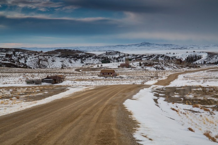 the dirt road to South Pass City ghost town, WY