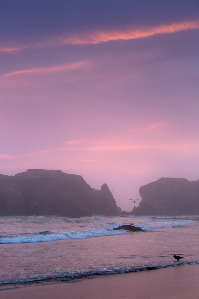Dusk falls on Bandon Beach