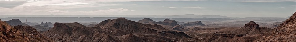 panoramic view of the chihuahuan desert from the dodson trail, big bend national park, texas