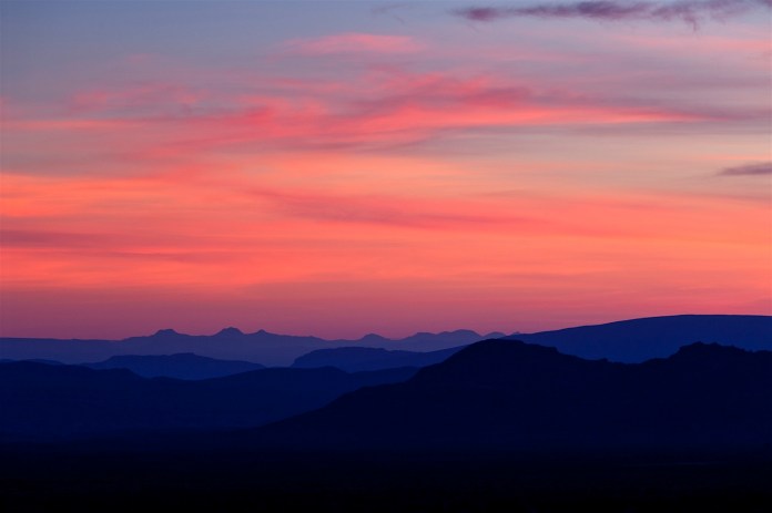 colorful dawn over the chihuahuan desert in big bend national park, texas