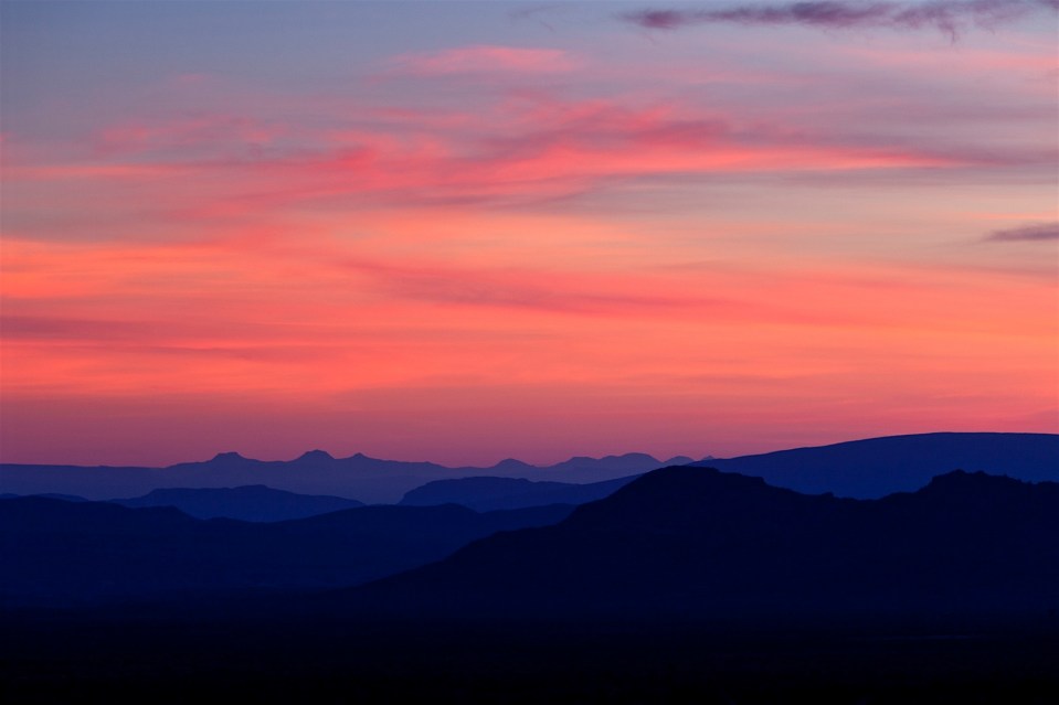 colorful dawn over the chihuahuan desert in big bend national park, texas