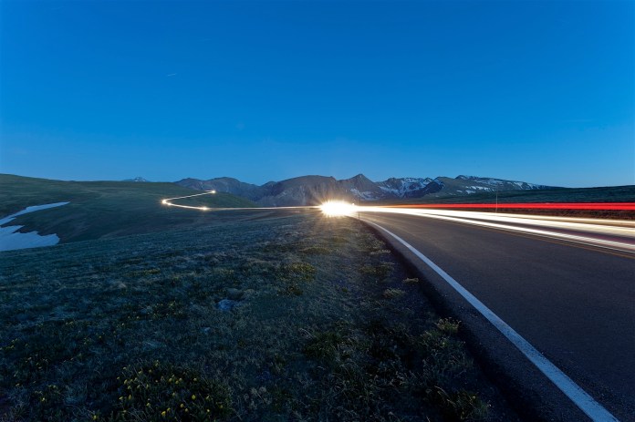Driving Trail Ridge Road at night, Rocky Mountain National Park, CO