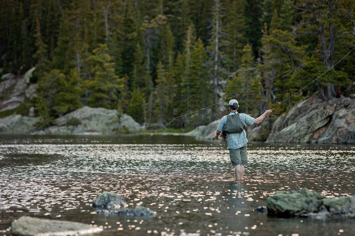 Fly fishing Dream Lake, Rocky Mountain National Park, CO