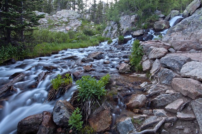 Dream Lake outlet waterfall in Rocky Mountain National Park, CO