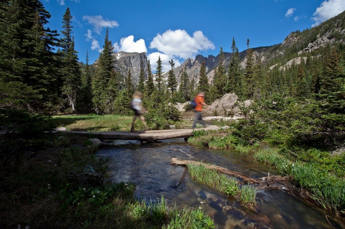 hikers at dream lake, Rocky Mountain National Park, CO