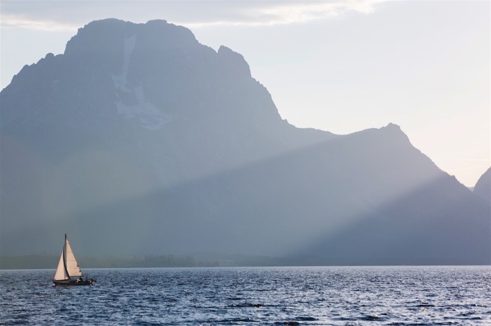 Sunset over Jackson Lake near Signal Mountain Lodge