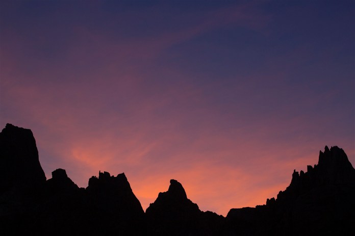 The peaks that make up the Cirque at sunset