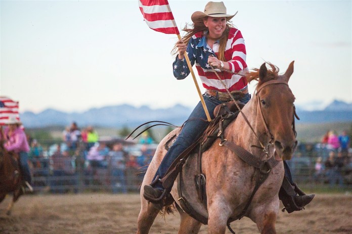 The Rendezvous Rodeo in Pinedale, Wyoming celebrates the cowboy lifestyle of the area and the fur trappers/ mountain men of the past in the Wind River Range of the Rockies